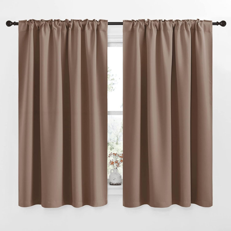Blackout Curtain Light & Noise Reducing Room Darkening Drapes for Bedroom/Living Room/Kitchen, 2 Pieces, 52" W x 63" L