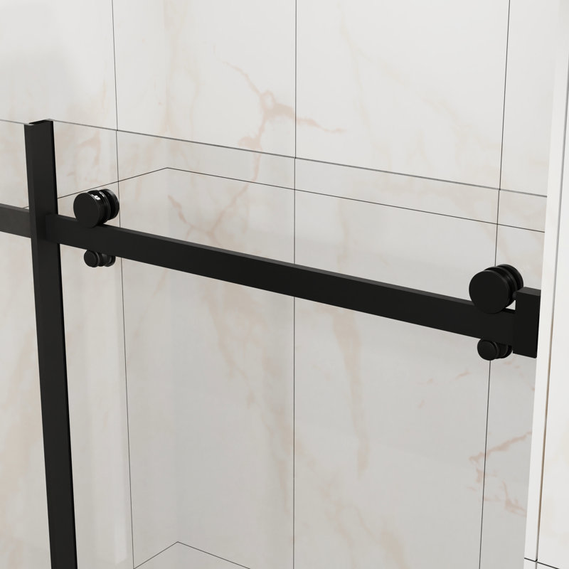 60" W X 58" H Sliding Shower Door For Bathtub, 6mm Thick Tempered Clear Glass, High - Quality Seal Strip, Reversible Installation, Splash Proof, Matte Black Modern Bathroom, Glass With Easy Clean