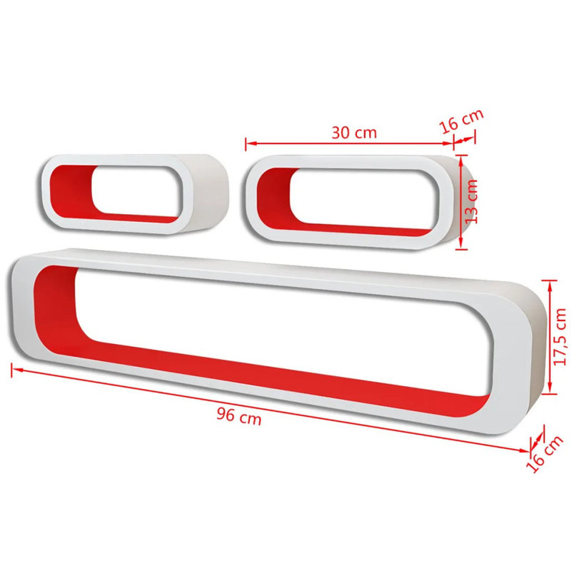 Sherie 3 Piece Wall Shelf Set, Red