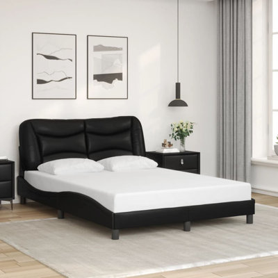 vidaXL Bed Frame without Mattress Hvar Black 137x190 cm Faux Leather