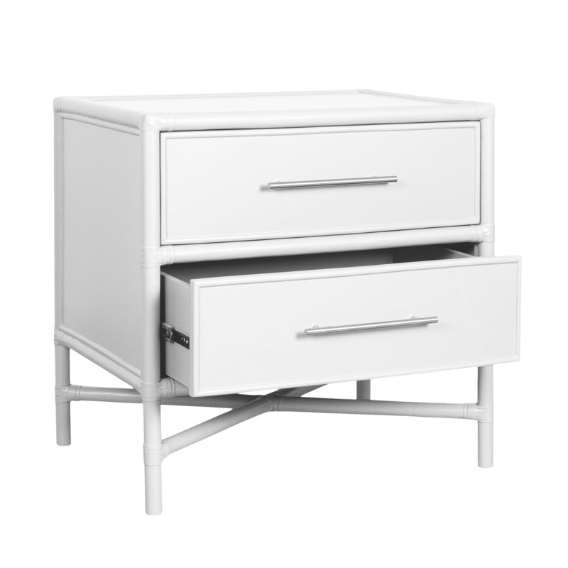 Table de chevet 2 tiroirs Venice Collection, Blanc