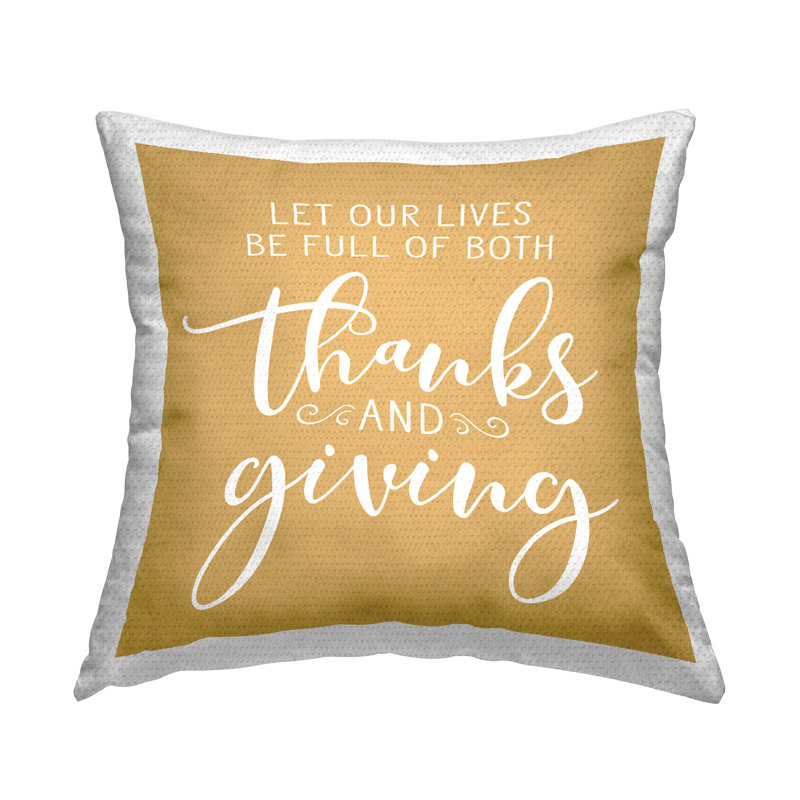Coussin d'extérieur imprimé saisonnier Calligraphy Seasonal Thanksgiving
