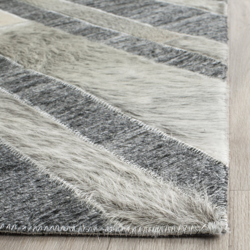 Sevastopol Hand Woven Leather And Viscose Geometric Rug, Rectangle 5' x 8'
