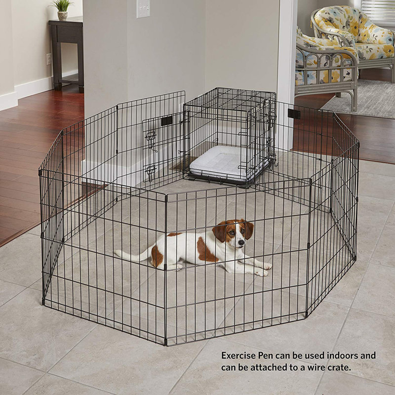Black Metal 42" Tall Foldable Pet Exercise Pen