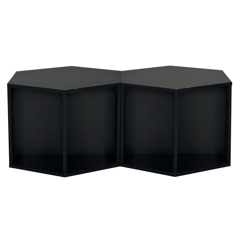 Table hexagonale 47,59 po - Table de chevet d'appoint avec beaucoup de rangement 2 pièces 2 pièces