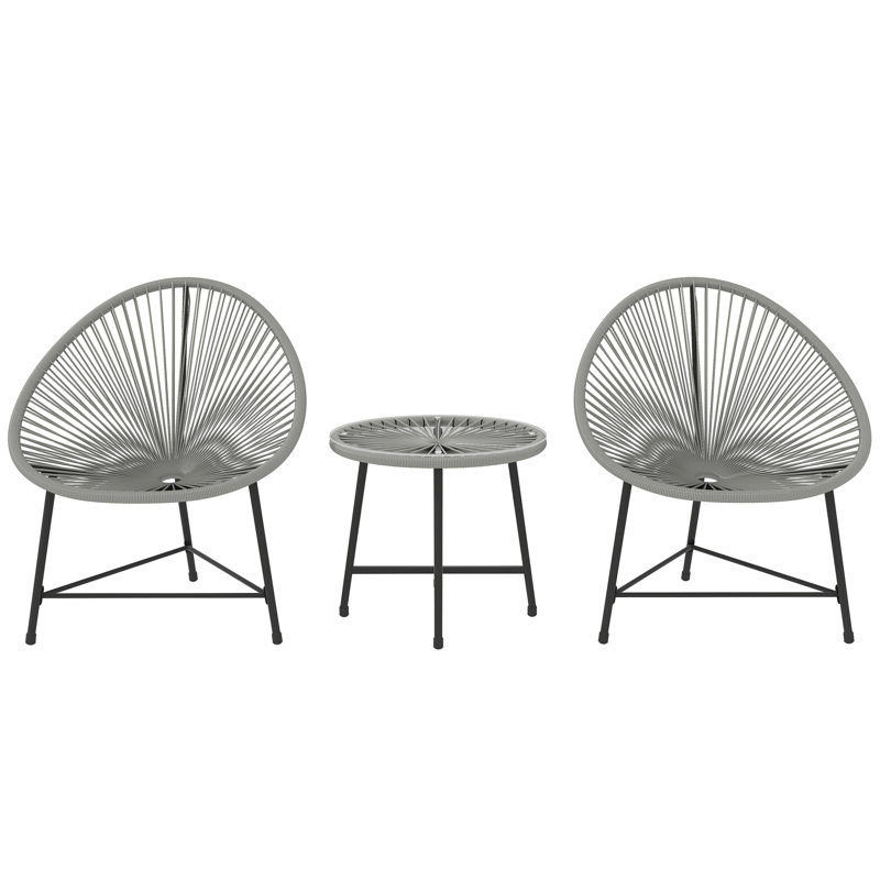 Round 3 - Piece 2 - Person 45Cm L Outdoor Bistro Set, Black/Grey
