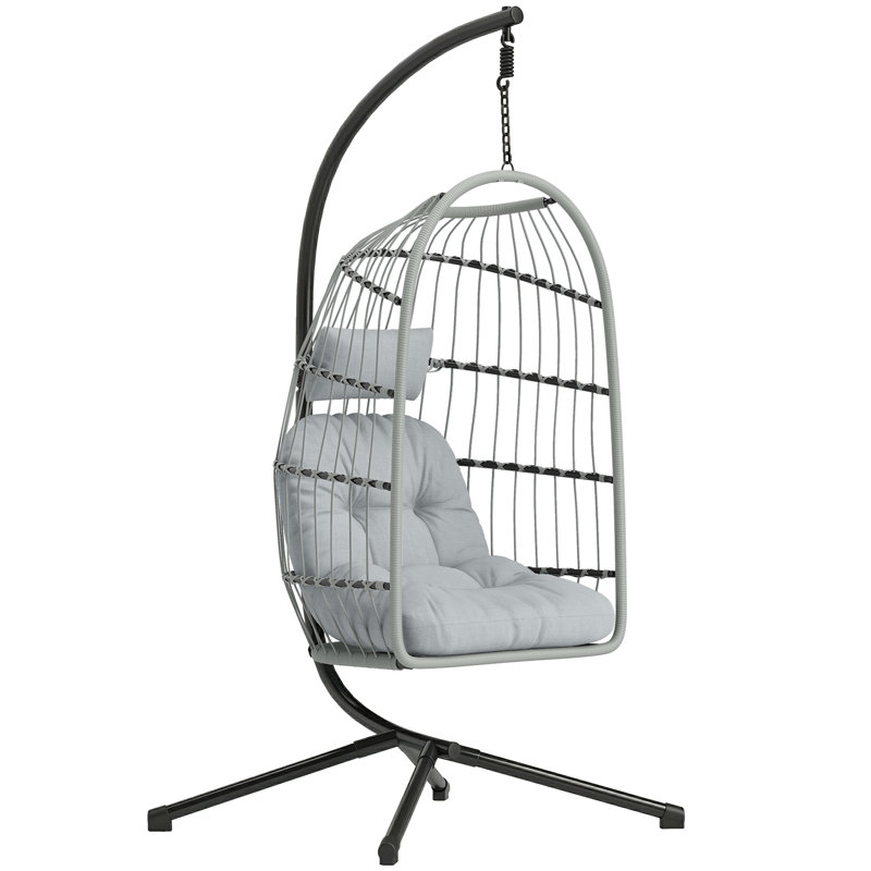 Rattan Swing Chair, Light Grey