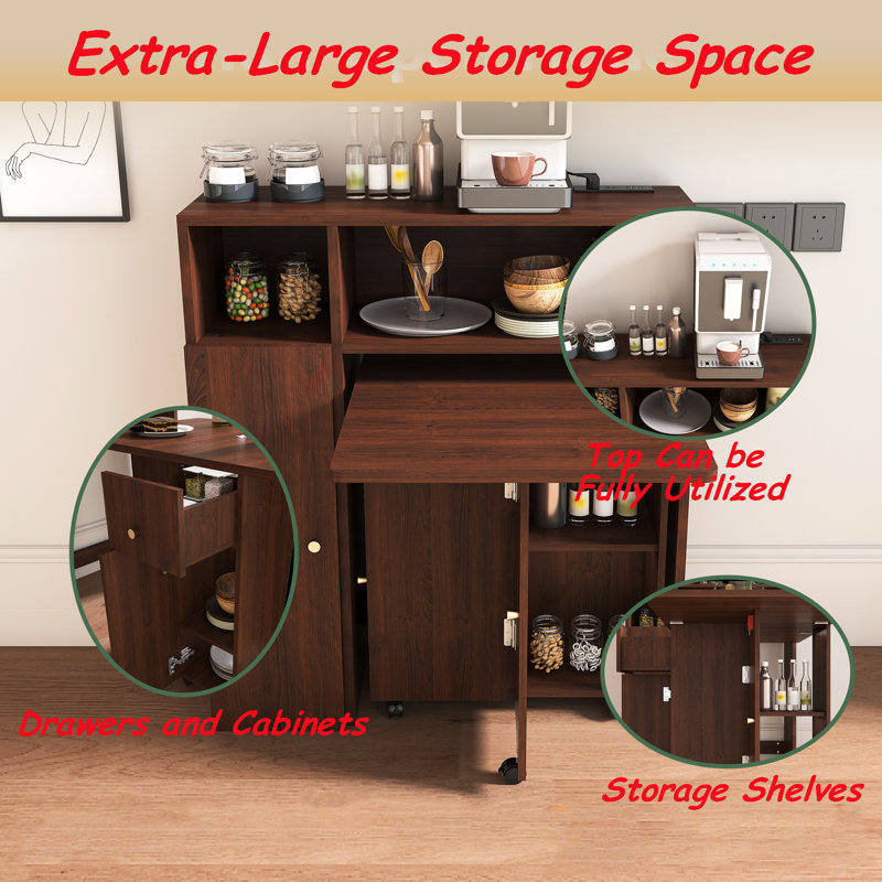 Multifunctional Folding Dining Table With Wall Mounted Sideboard