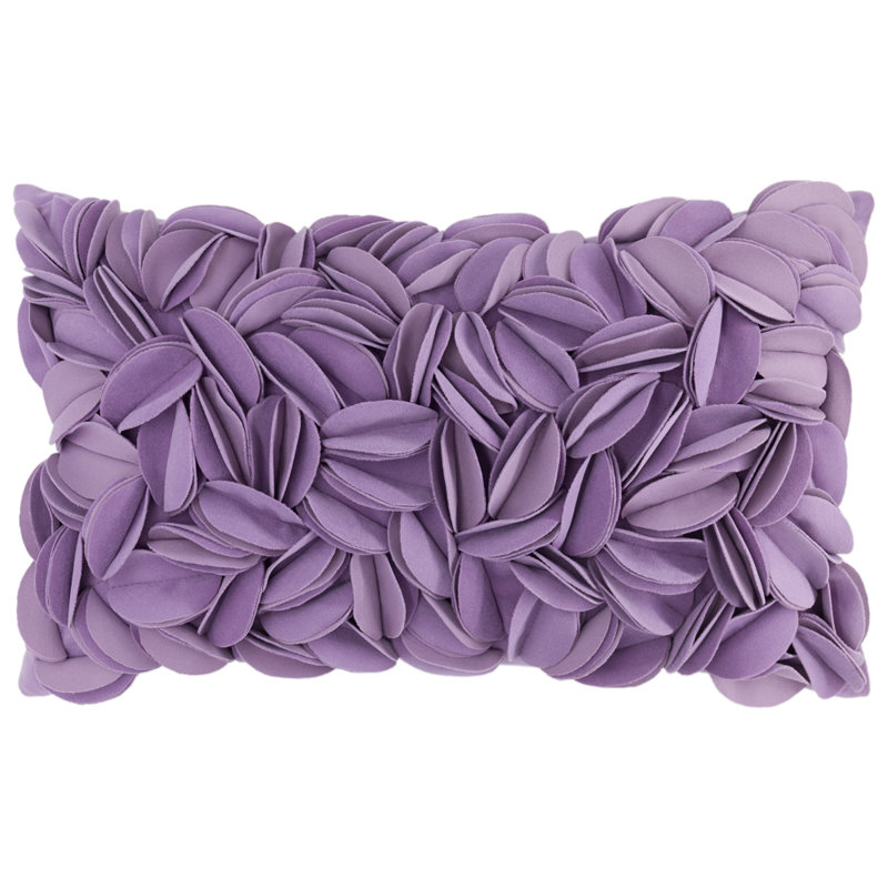 Housse de coussin brodée, Rectangle H 12 po x l 20 po, Mauve - velours de polyester