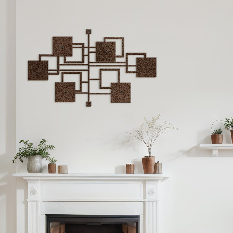 Décoration murale en métal, Bronze, H 18 po x l 36 po x P 0,05 po