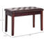 Banc en similicuir recouvert de similicuir, brun, avec une solide chaise de soutien en bois, base stable