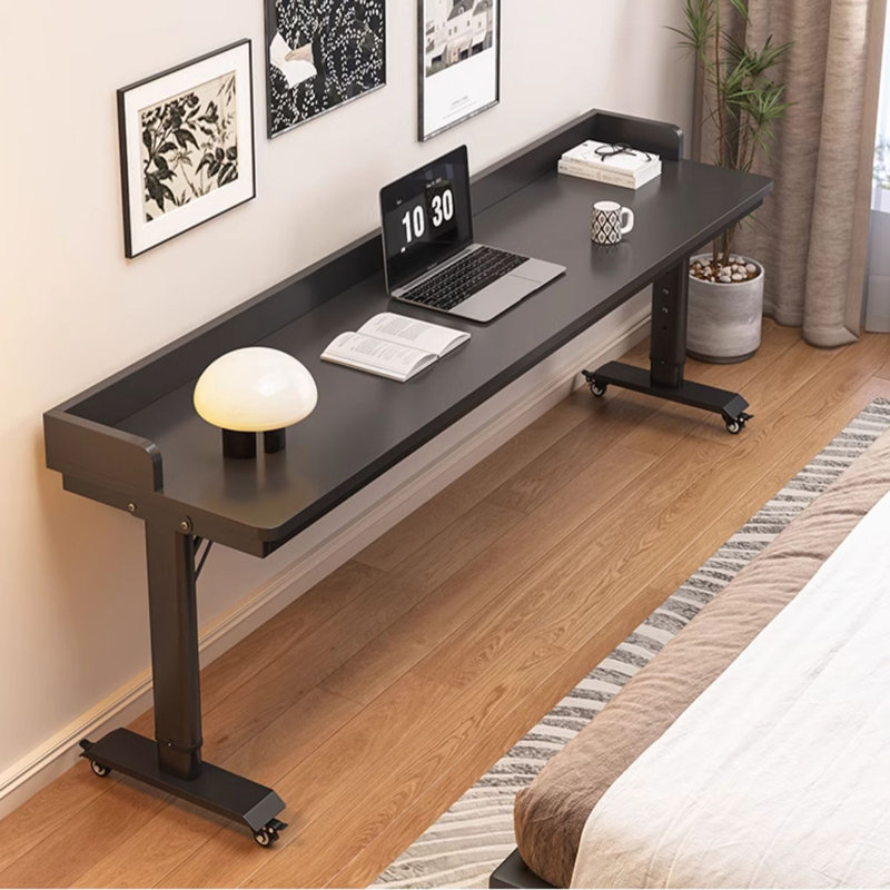 Table d'appoint rectangulaire noire en composite de bois et en acier, 82.68