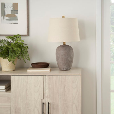23" Greyish Brown  Ceramic Table Lamp