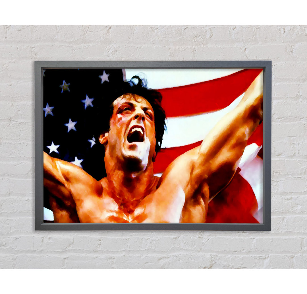 Rocky American Flag - Einzelner Bilderrahmen Kunstdrucke auf Leinwand