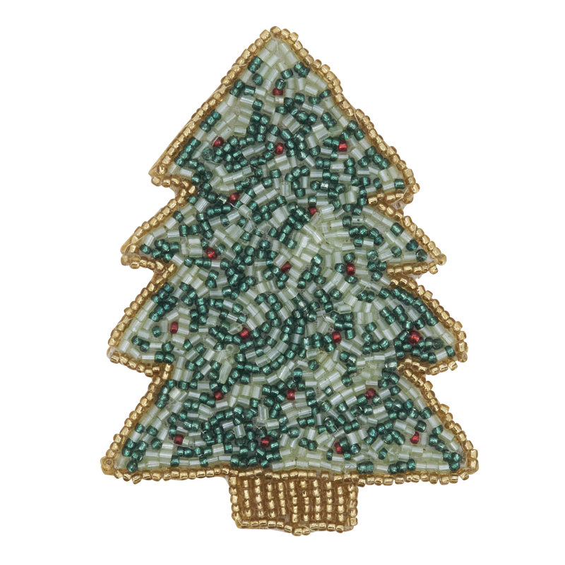 Ensemble de sous-verres en forme de sapin de Noël perlé (ensemble de 4) - Sous-verres décoratifs pour table basse, table de salle à manger et réceptions