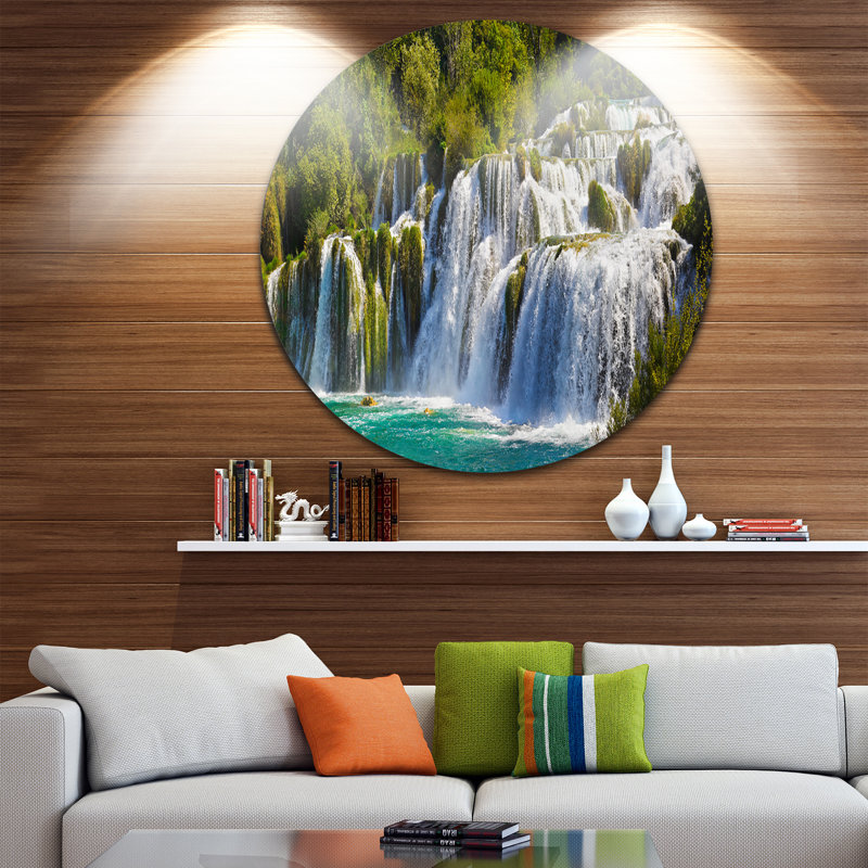 « cascade krka panorama », reproduction de photo sur métal, H 23 po x l 23 po x P 1 po