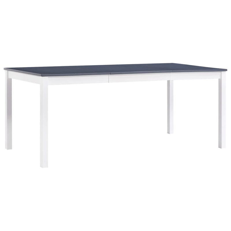 Abney Pine Solid Wood Dining Table, White, Gray