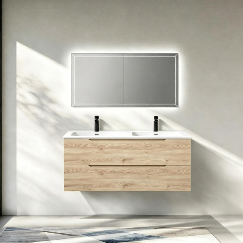 Ensemble de meuble-lavabo flottant 24 po à cuve simple avec lavabo noir 24 po Evita, 24" W, Single Sink, Black
