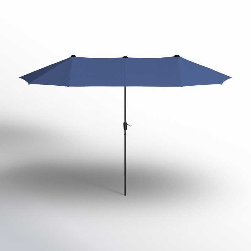 aegean blue rectangular patio umbrella Ledge Lounger Premier Aluminum resistant 250gsm polyester canopy Lark Manor 13' x 6.5'