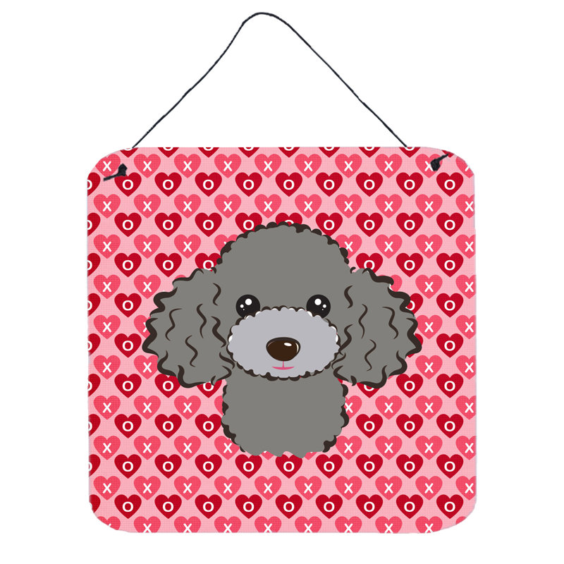 Décoration murale Poodle Hearts, Gris argenté