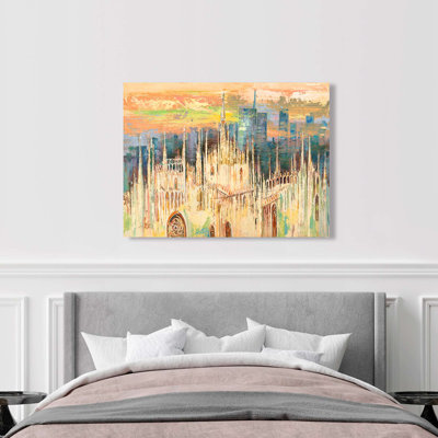 Glimpse Of Milan At Sunset by Luigi Florio - Wrapped Canvas Print