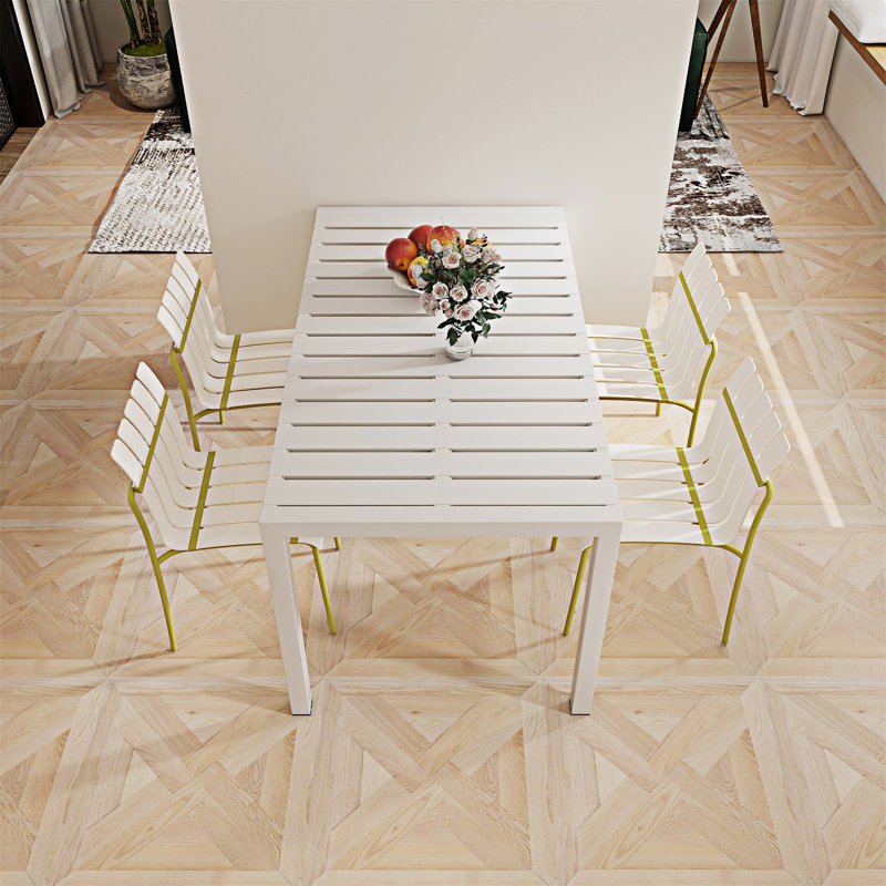 Ensemble de chaises d'extérieur (ensemble de 4), Blanc crème/Jaune grain