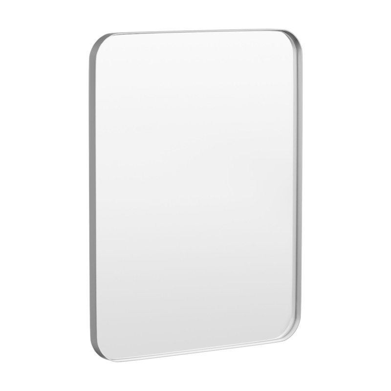 Cozy Design Tempered Glass Framed Wall-Mounted Bathroom Vanity Mirror, Silver, 36" x 28", Rectangle