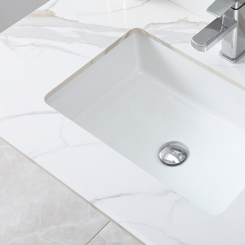 37 in. White Engineered Stone Composite Vanity Top with Rectangular Sink