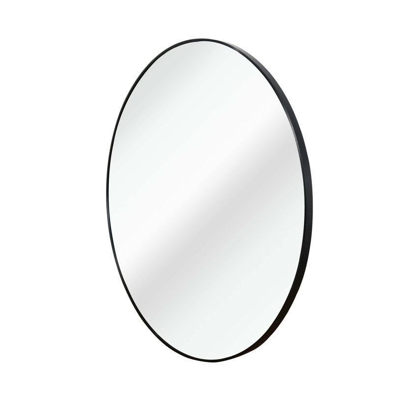 Metal Round Bathroom Mirror, 24" x 24", Black