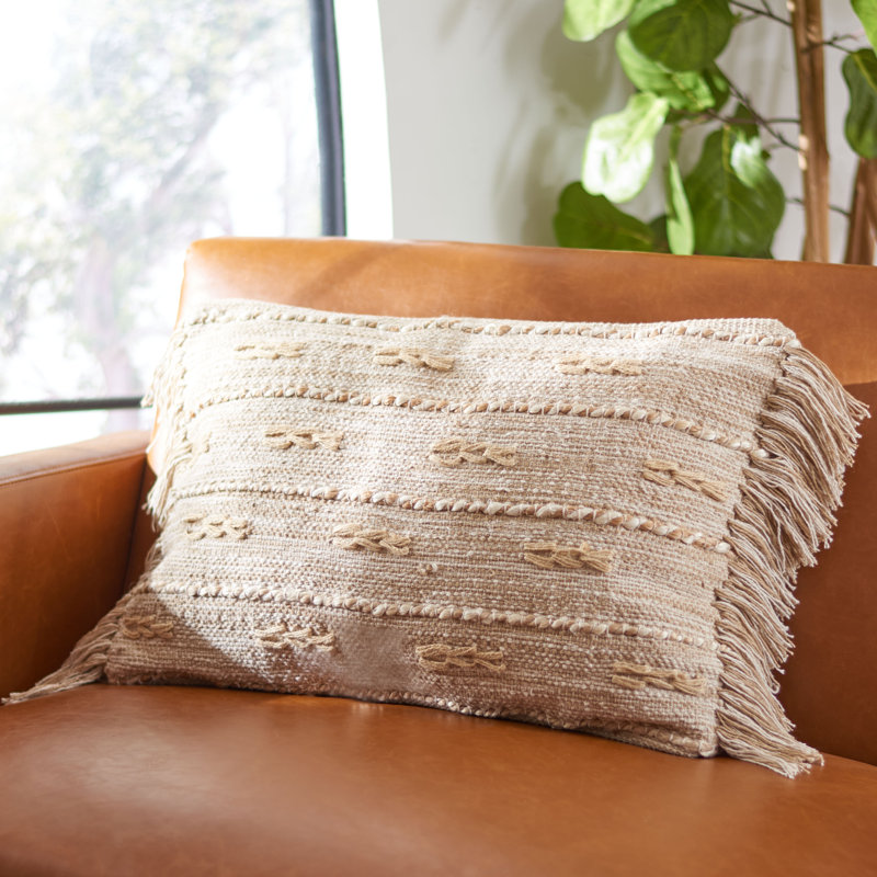 Janine Rectangular Cotton Pillow Cover & Insert, Green/Beige