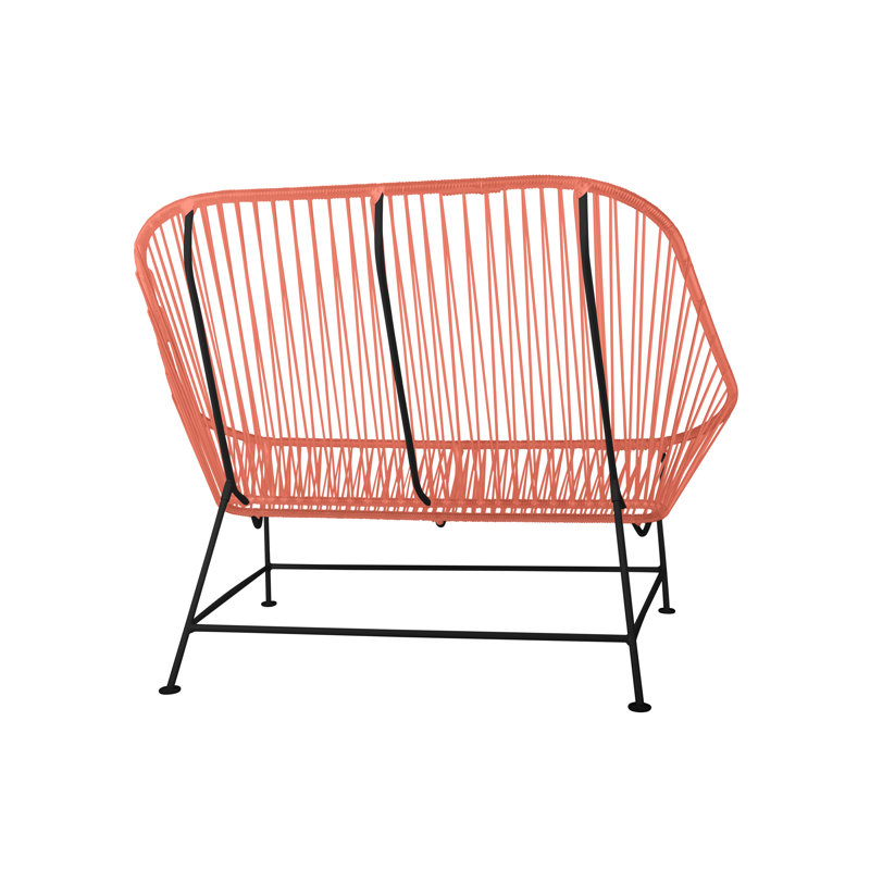 InLove Indoor/Outdoor Handmade Loveseat, Coral/Black