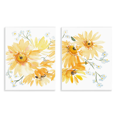 «Watercolor Black Eyed Susans», ensemble de 2 plaques murales par Amanda Cook