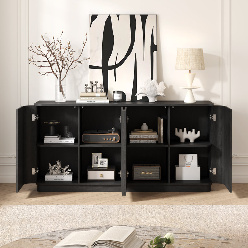 63" Wide 4-door Sideboard, Black