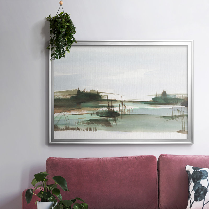 Marsh Reeds III, reproduction d'art sur toile, H 30 po x l 44 po x P 1,5 po, Argent
