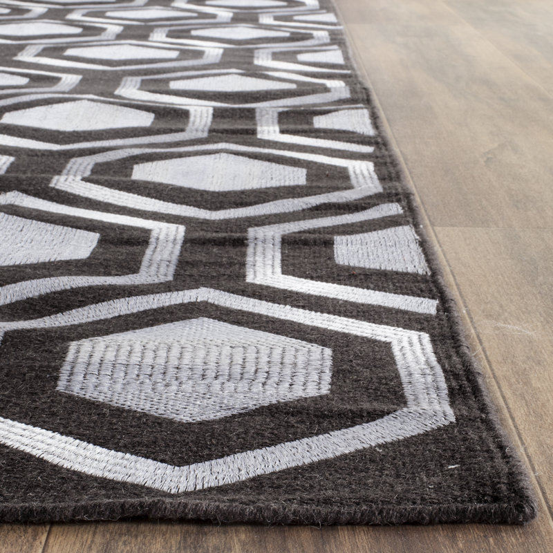 Lars Geometric Wool Hand Woven Area Rug, Rectangle 152 x 244 cm