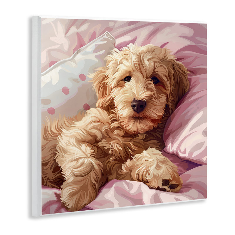  «Sleepy Labradoodle in Bed», art mural par Jim Baldwin