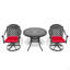 Cet ensemble de salle à manger en fonte d'aluminium toutes saisons comprend des chaises pivotantes et une table ronde avec cadre noir-1501514125