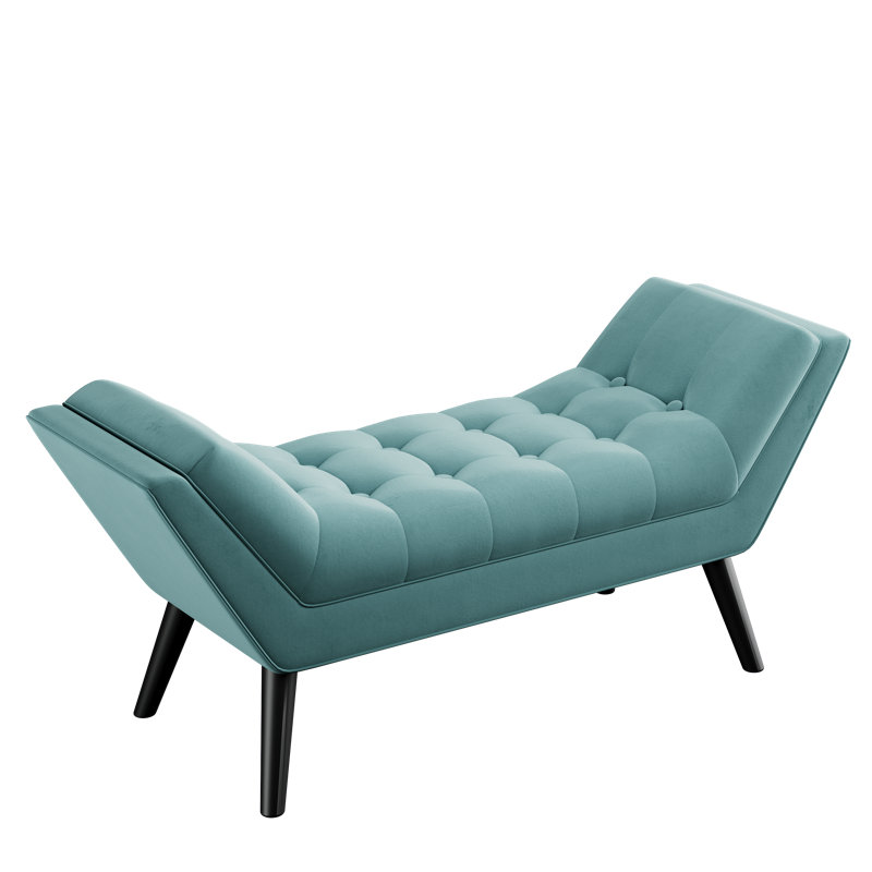 Banc rembourré Hannum, H 19,3 po x l 46,1 po x P 16,1 po, Bleu