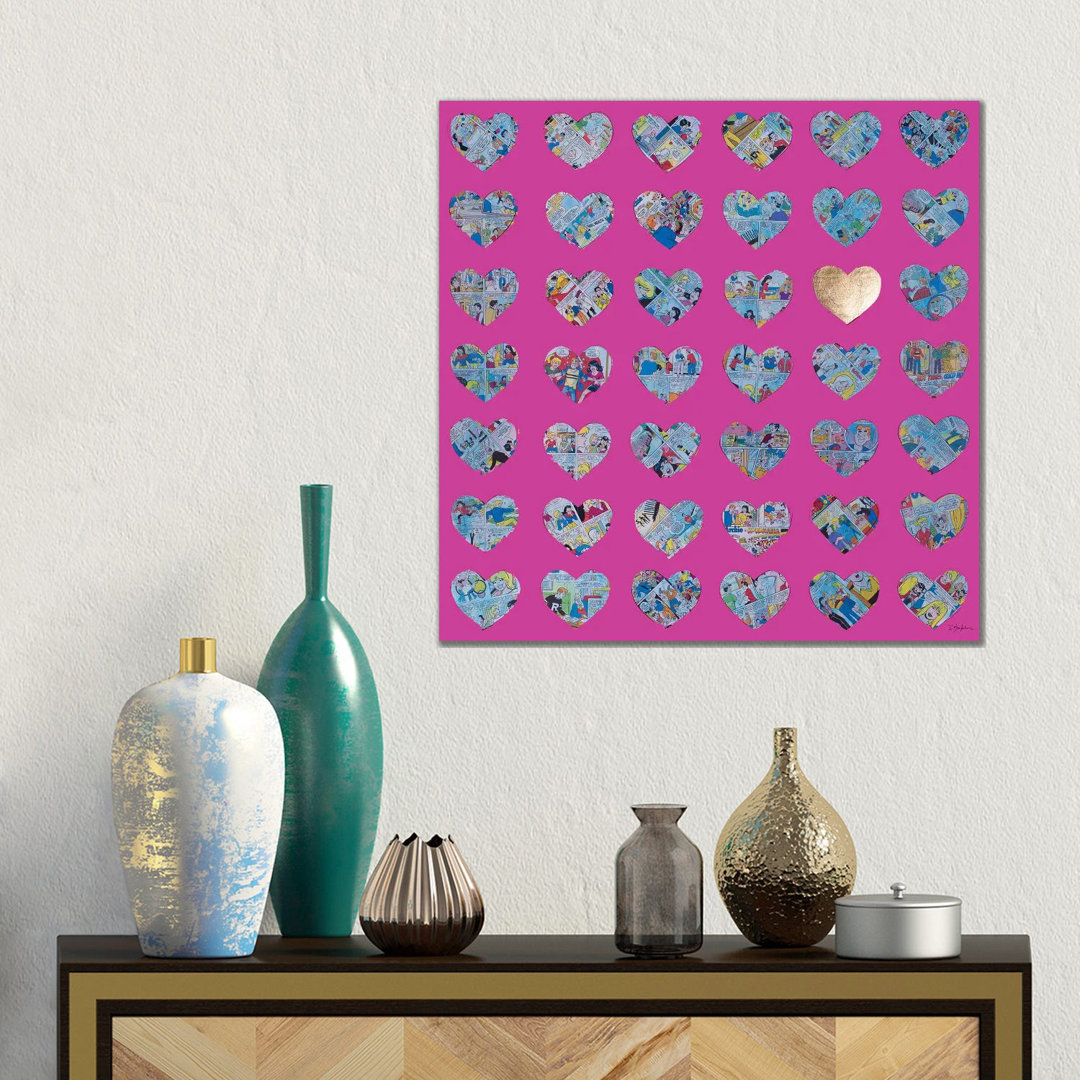 Hearts On Pink von Iness Kaplun - Galerie-verpackte Leinwand Giclée