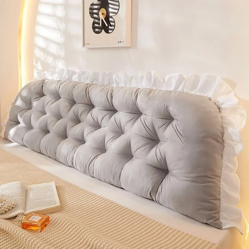 Cotton Grey Rectangular Backrest Back Cushion