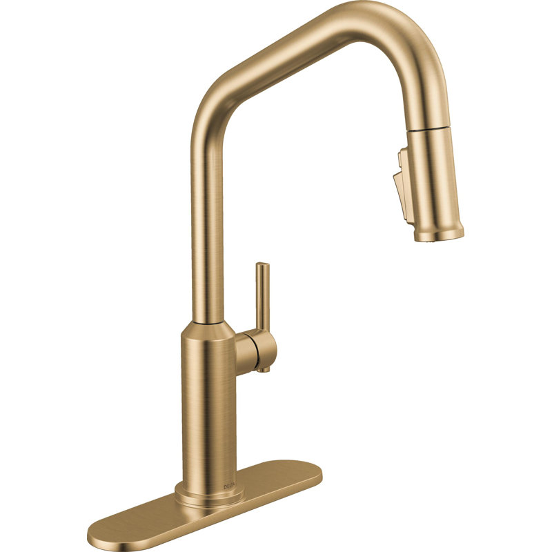 Single Handle Pull-Down Kitchen Faucet, Lumicoat Champagne Bronze
