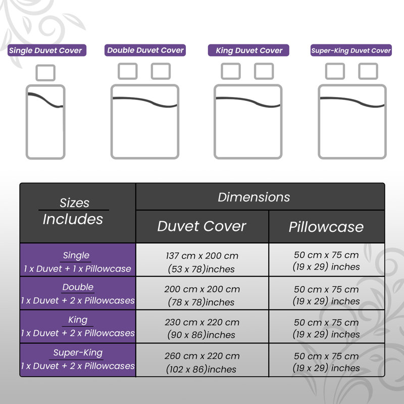 Geometric Polycotton Duvet Cover Set with Matching Pillowcases - Soft, Durable, Comfortable Unisex Bedding, Purple, King