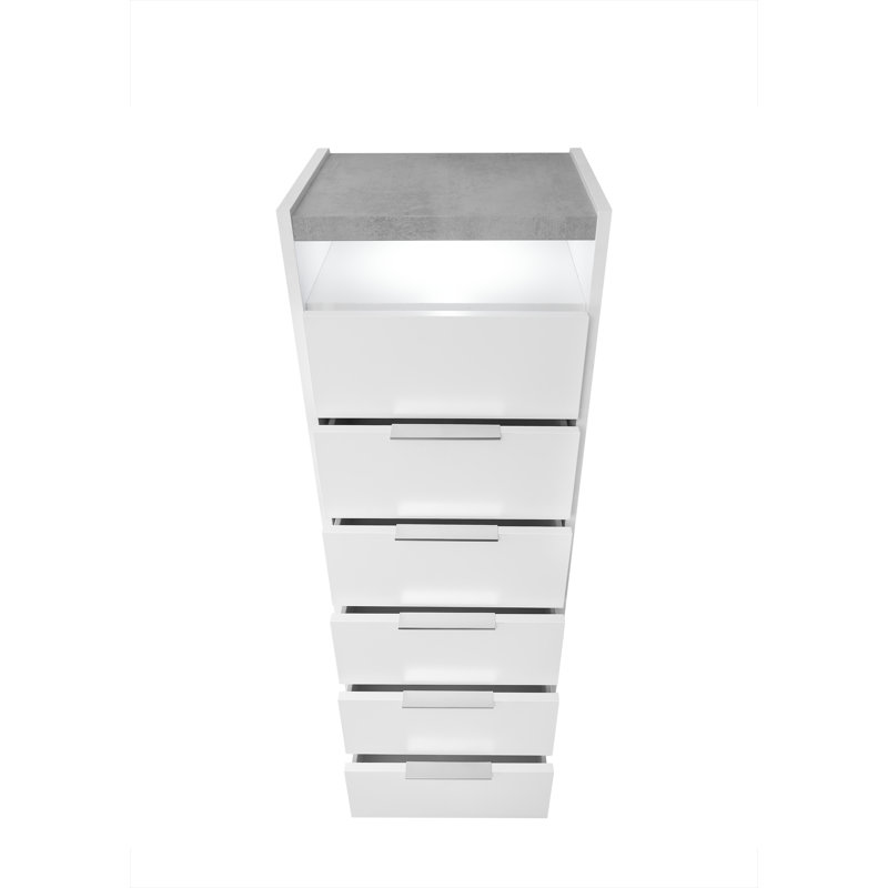 Devin 51cm W 6 - Drawer Chest of Drawers, White/Cement
