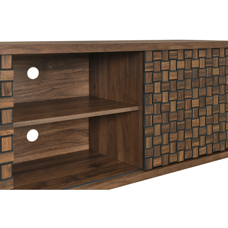 Meuble télé moderne Mid-Century avec rangement et tablettes Adonia de 67,7 po de largeur Adonia