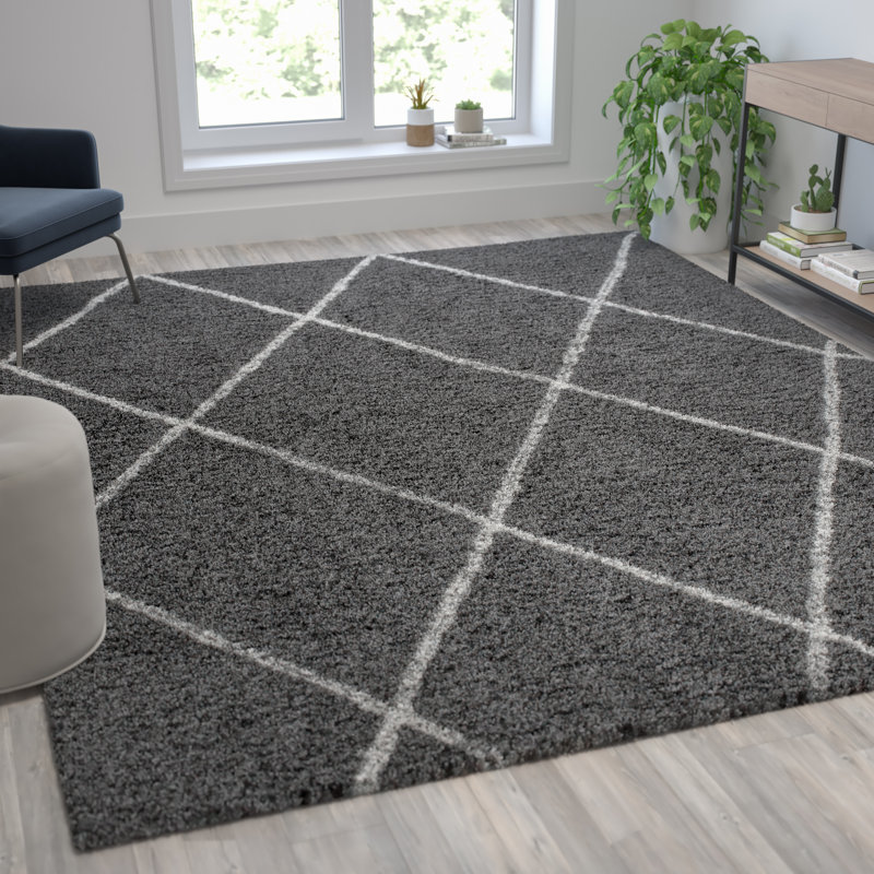 Tapis à poils longs Brittain Diamond, Rectangle 8 pi x 10 pi