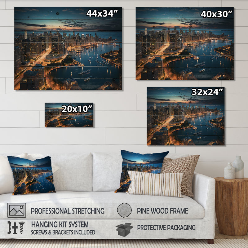 Shuna Chicago, beau paysage urbain I - impression sans cadre sur bois, H 30 po x l 40 po x P 0,78 po