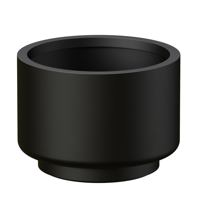 Petit pot à fleurs / pot rond en béton avec trous de drainage, Noir anthracite, H 7,09 po x l 9,84 po x P 9,84 po