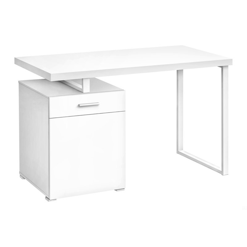 Bureau d'ordinateur, bureau personnel, ordinateur portable, installation à gauche, à droite, tiroirs de rangement