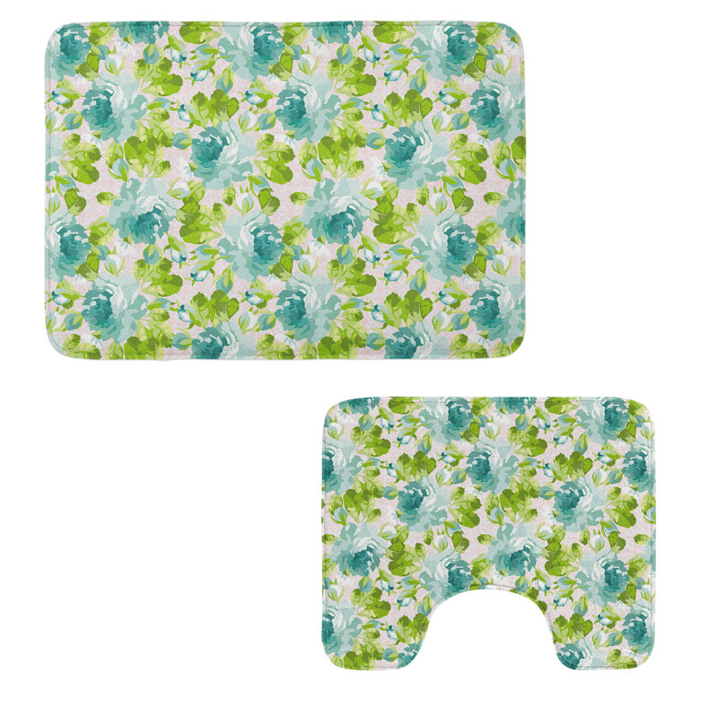  Ensemble de 2 tapis de salle de bain Shabby Flora