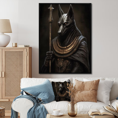 Reproduction d'art sur toile, "Vintage Anubis Ancien égyptien Jackal God I"